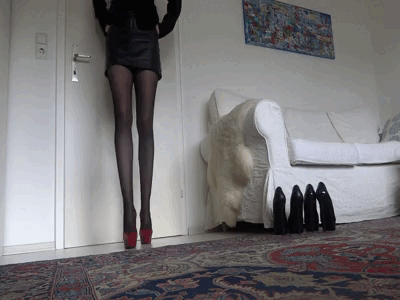 31365 - Perfect long legs and heels - Red platform heels